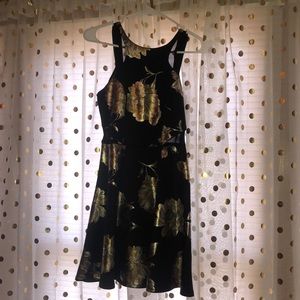 Black dress with gold and silver flowers-worn once